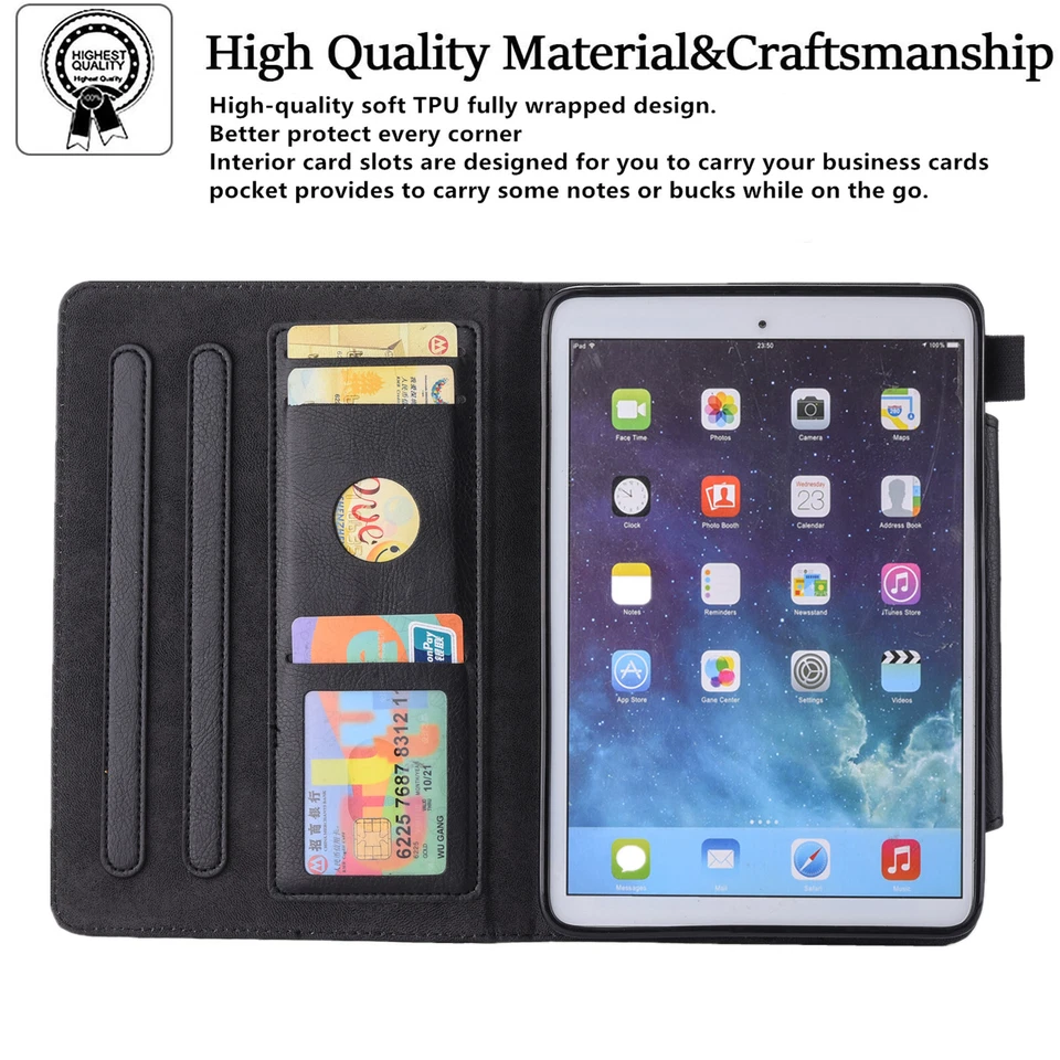 Smart Leather Cover Case For iPad 5/6/7/8/9/10th Gen Air Pro 11 10.5" 12.9" 13" - Image 3 of 4