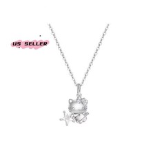 Japan Sanrio Hello Kitty Necklace S925 Sterling Silver Pendant women girl Gift
