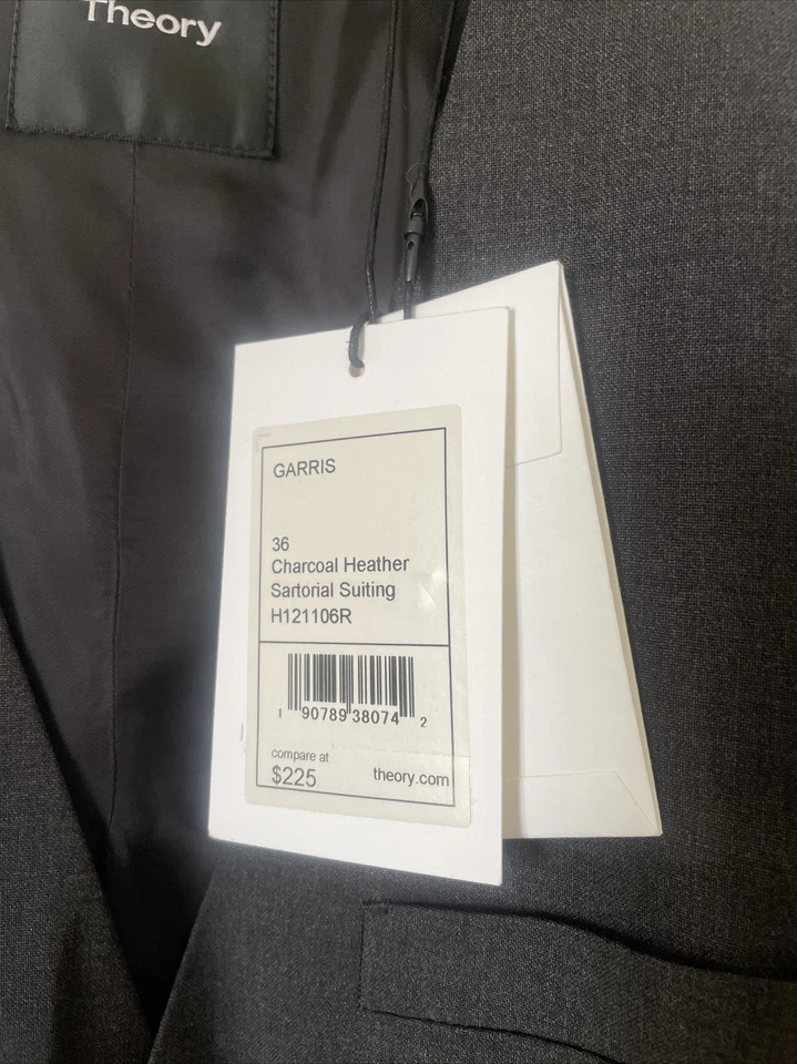 THEORY Mens Wool Vest Sz 36 Waistcoat Cinch-Back Formal Charcoal $225 NWT - Image 3 of 4