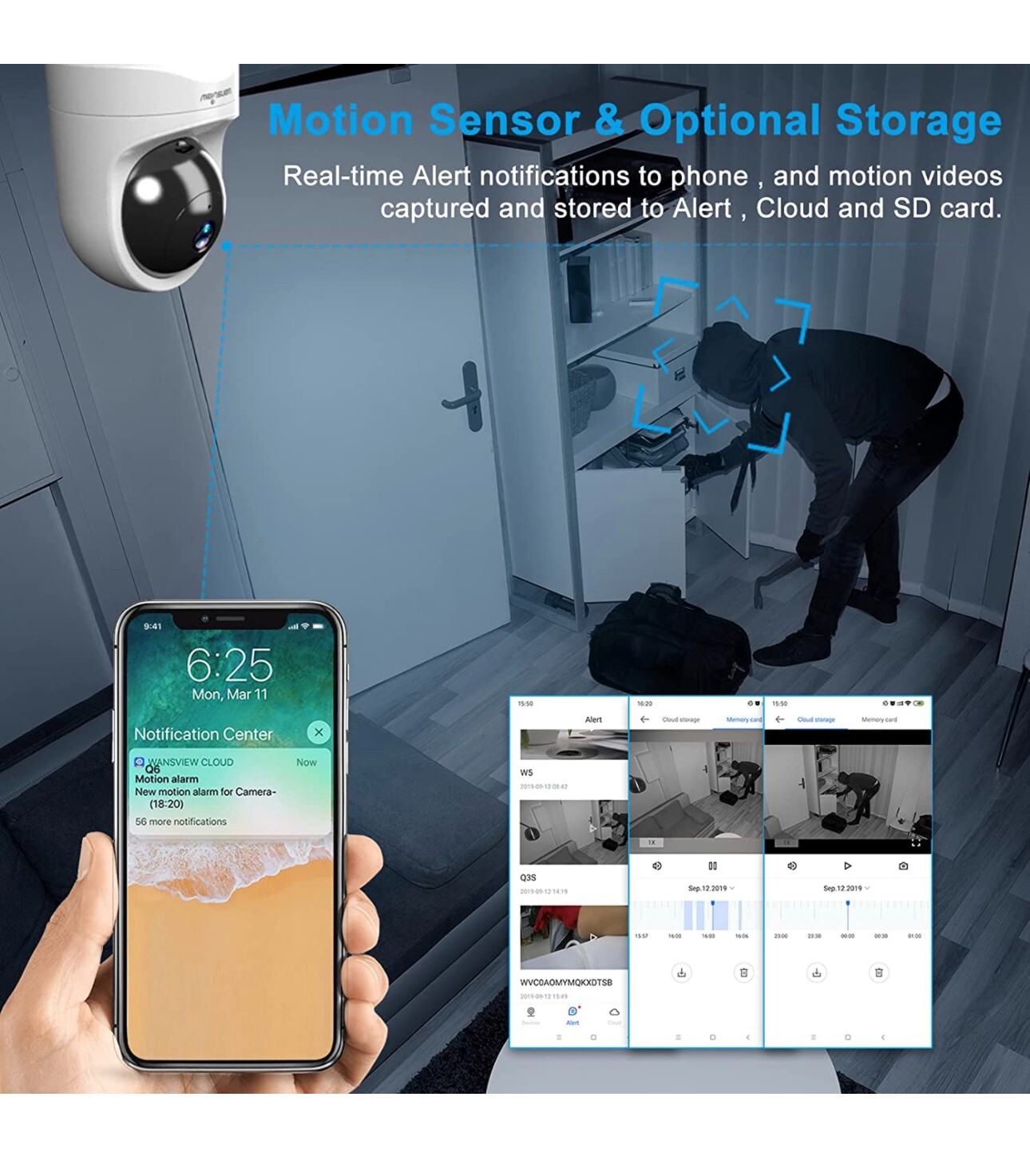 (Q6) wansview Baby Monitor Camera, 1080PHD Wireless Security Camera for Home