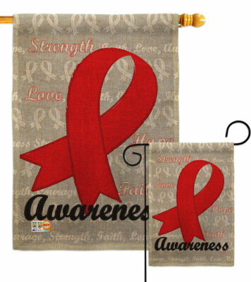 Red Ribbon Garden Flag Support Awareness Decorative Small Gift Yard House Banner