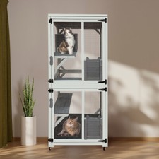 Wooden Catio Outdoor Cat Enclosure - Luxury Cat House,Wheels  Weatherproof Roof