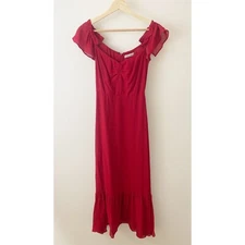 Reformation Butterfly Off-Shoulder Dress Red Size 0