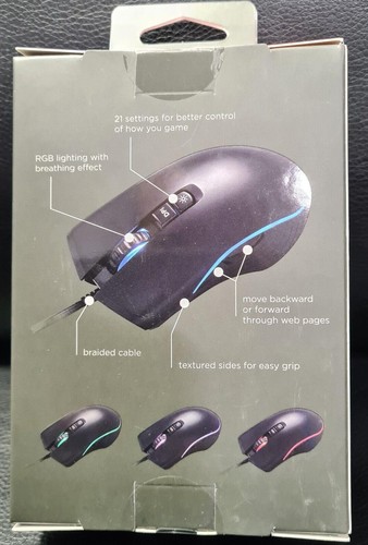 Asda Tech RGB Wired Gaming Mouse USB 6 Programmable Buttons - New and Sealed - 第 2/4 張圖片