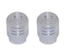 NEW! VINTAGE SMILE FACE PISTON VALVE CAPS IN CHROME USED FOR SCHRADER VALVE.