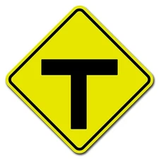T Intersection 16" Diamond Yellow Aluminum Road / Street / Traffic Sign