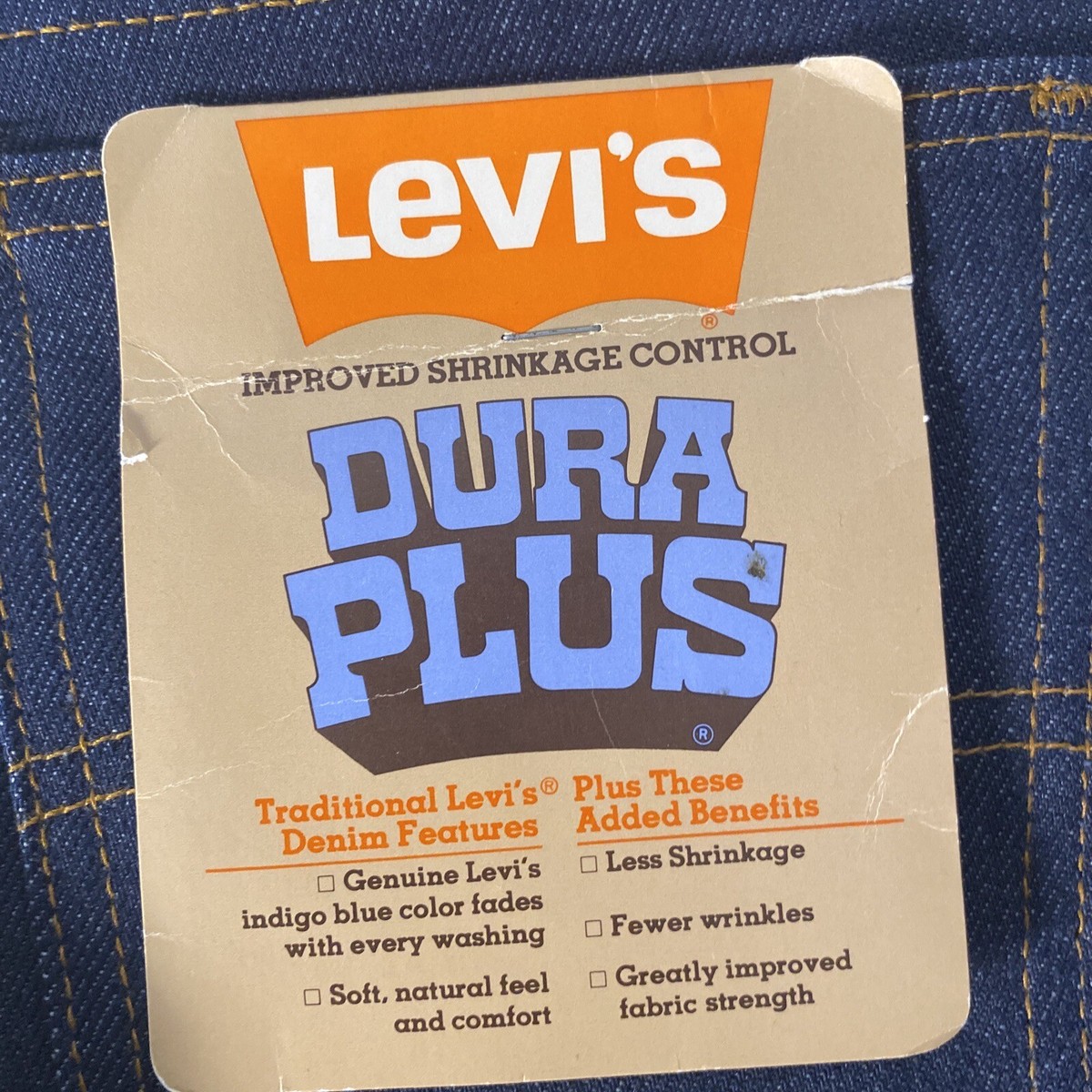 VTG Levi's Dura Plus Student Tag W26 L29 Big Bell Bottom Deadstock