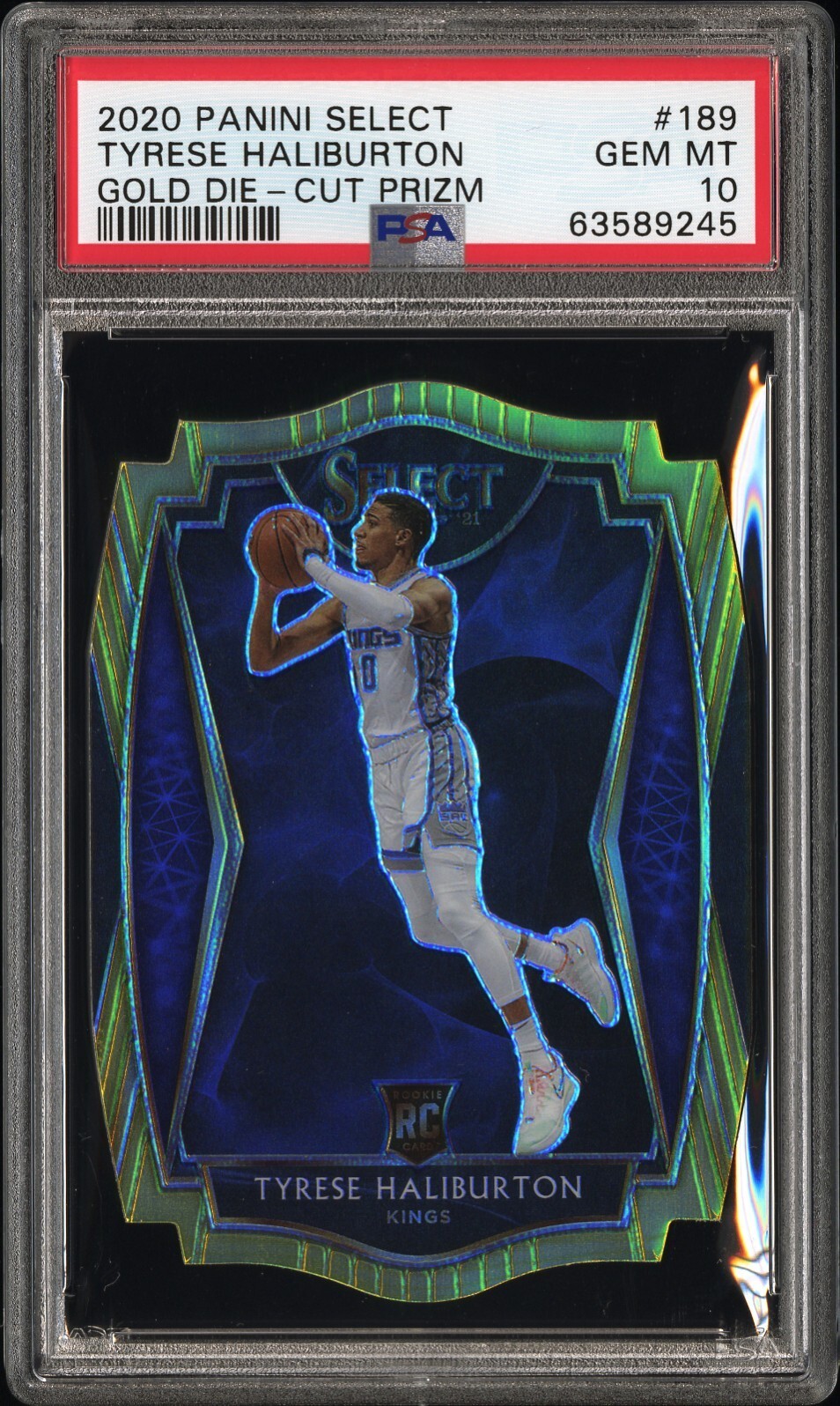 2020-21 Panini Select Tyrese Haliburton #189 Rookie Die-Cut 10/10 Gold PSA 10