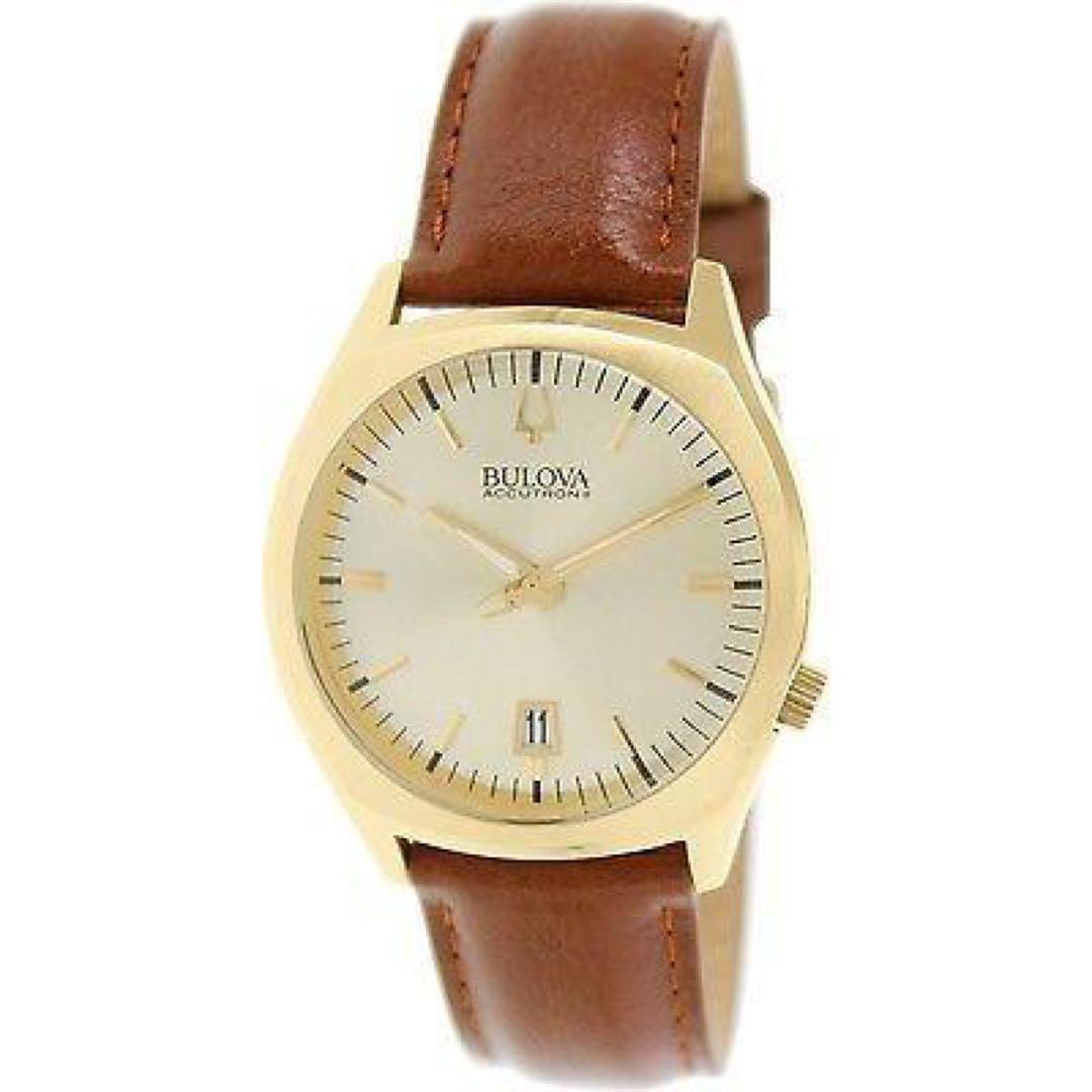 Men's Wristwatch Bulova Accutron II 97B132 Quartz Brown Leather