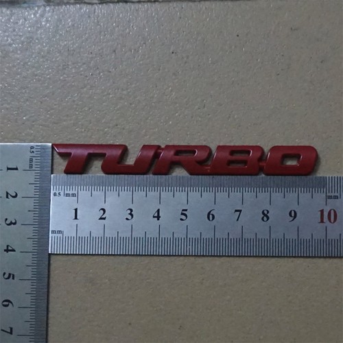 1x TURBO Small Matte Red Metal Emblem Decal Sticker Badge Racing Fender 3D Coupe - Picture 3 of 10