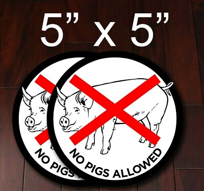 No Pigs allowed Popo five O Sticker Premium Vinyl Decal Laptop - 2 PACk