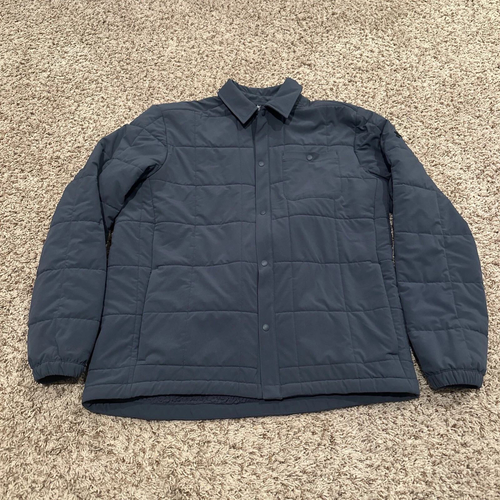 Under Armour Sherpa Lined Shacket Mens Large L Blue/Gray Quilted Jacket Button