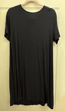 Ann Taylor LOFT Short Sleeve Tie Open Back Swing Dress Navy Blue Large