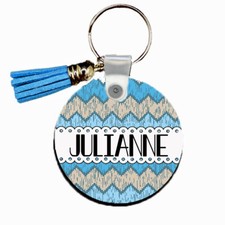 2 Sided Chevron Pattern Personalized Keyring Key Chain ANY NAME Handcrafted
