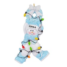 PERSONALIZED Baby Boy Wrapped Up In Lights Christmas Ornament
