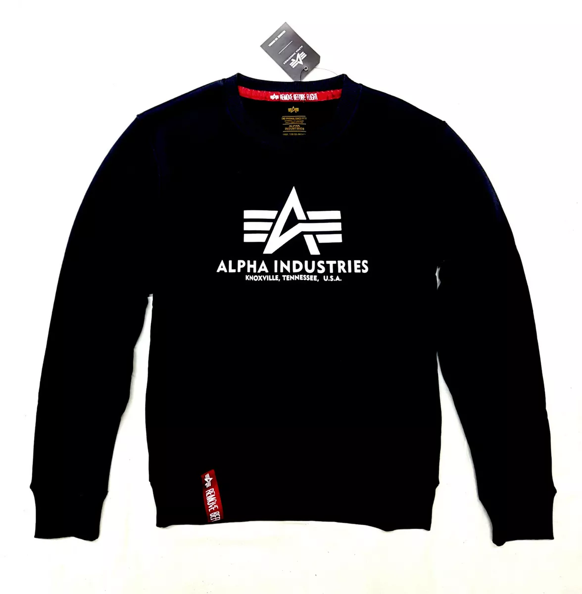 ALPHA INDUSTRIES BASIC SWEATSHIRT HERREN PULLOVER SWEATER PULLI SCHWARZ  BLACK | eBay