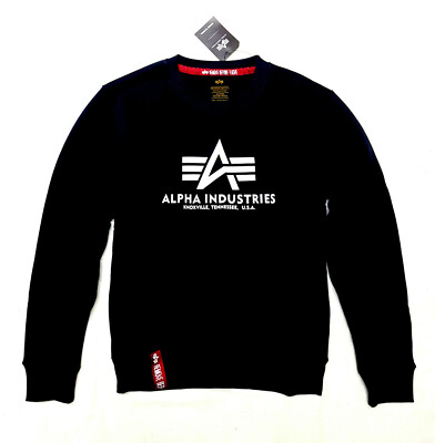 ALPHA INDUSTRIES BASIC SWEATSHIRT HERREN PULLOVER SWEATER PULLI SCHWARZ BLACK 
