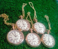 Set Of 5 Nautical Vintage American Elgin Look Collectible Antique 2"Pocket Watch