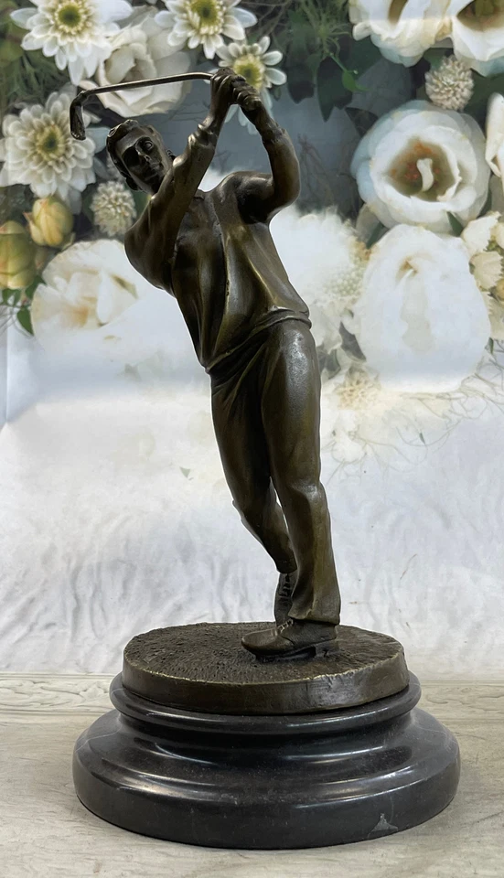 Art Deco Hot Cast Male Golfer Sport Memorabilia Bronze Sculpture Statue Figurine - Image 3 of 4