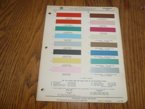 1957 Oldsmobile Ditzler PPG Color Chip Paint Sample - Vintage