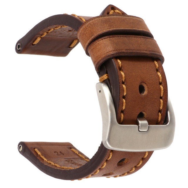 26mm COW Leather Strap Brown Watch Band for INVICTA w/ Heavy Duty