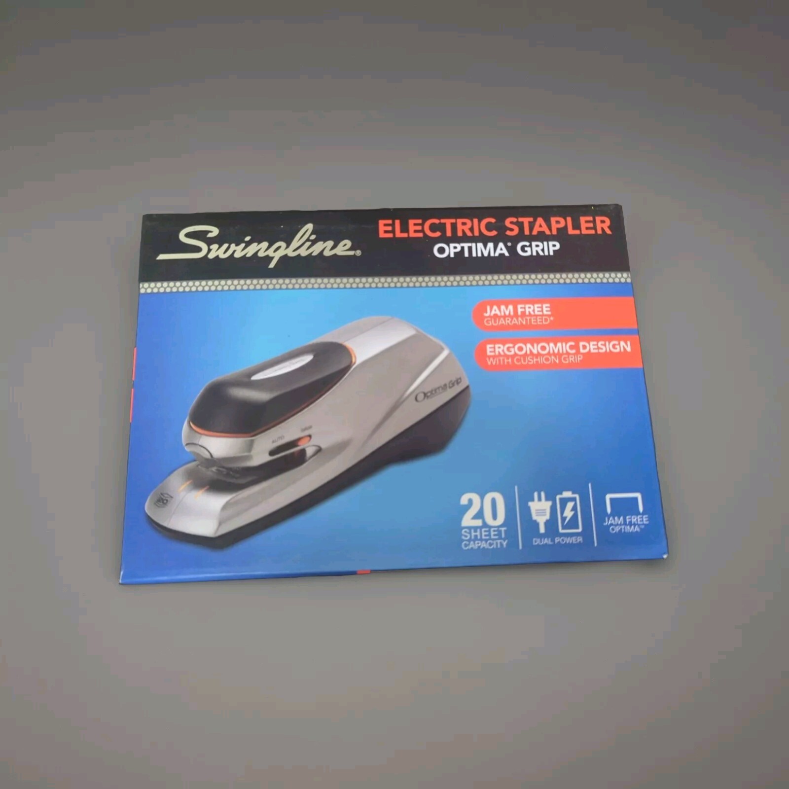 Swingline Optima Grip Electric Stapler Auto Manual 20 Sheet Capacity Silver-image