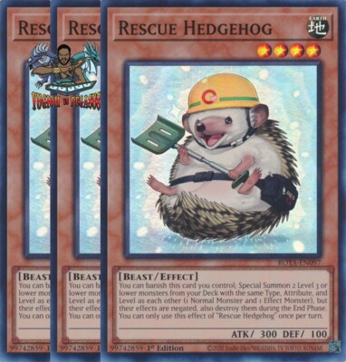 Yugioh! 3x Rescue Hedgehog ROTA-EN097 Super Rare 1st Ed NM