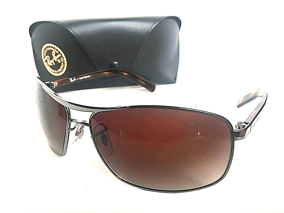 Rayban Sunglasses- Missing One Lense RB3470L 004/13 64-14 3N NEW* Ray Ban Gunmetal & Black w POLARIZED GREEN G15 Lens  main image 4