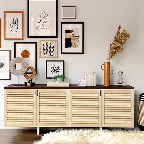 Wooden FRONT DOORS Natural Clear Pine or White Louvre Cupboard Wardrobe Slatted - Picture 4 of 11