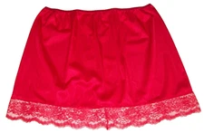 RED Tricot * 40 Denier * HALF SLIP * LACE HEM * 3X 36-44 Waist * Length 18" **