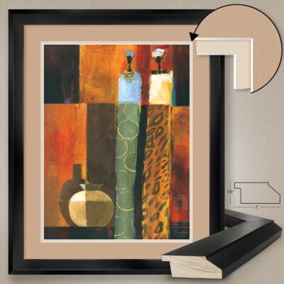 32W''x40H'' HARMONY I by KEITH MALLETT - AFRICAN ART DOUBLE MATTE, GLASS and FRAME