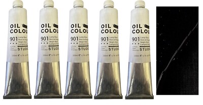 5 Pack LAMP BLACK Oil Paint Artist Quality 901 Size 200 ml Tube EN71-3/ASTM D-42