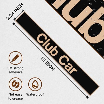 Golf Cart Name Plate Decal for Club Car DS & Carryall Black Gold