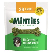 MINTIES Dog Dental Bone Treats, Dental Chews for Large Dogs, 36 Count