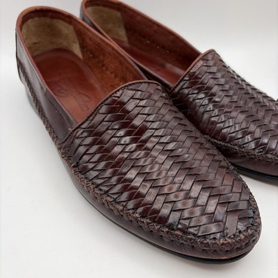 Giorgio Brutini  9.5 D Le Glove Loafers Woven Weave Brown Leather Brazil