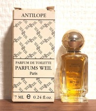Parfum de Toilette Antilope de Weil 7 ml. Boite. Plein. Très bon état