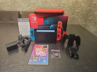 Nintendo Switch Console Blue & Red Joy-Cons HAC-001(-01) w/ 2 Games - Tested 