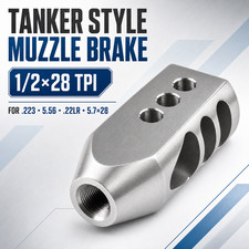 STAINLESS STEEL Tanker Style Muzzle Brake 1/2x28 TPI for .223 556 .22LR 5.7x28