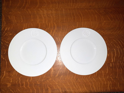 Pair of KPM Arcadia 11-3/8'' Large Porcelain Dinner Plates, Dolphin, Nude, Cherub