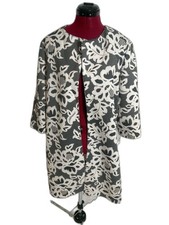 NWT Dressbarn Open Front Blazer Women Size Large Black  White Floral Jacquard