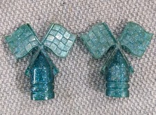 New Blue Glitter Cross Flag Valve Caps, Schwinn Stingray Sky Blue Fastback