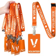 Volunteer Lanyard 25 Pack PVC ID Card Pass with Breakaway Neck Strap