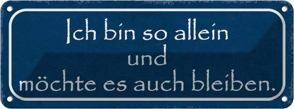 Blechschild 10X27 Cm Ich MöChte So Allein Bleiben Dekoration Spruch Zitat Deko G-image