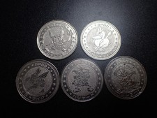 Pokemon Card Meiji Promo Metal Battle Coin x5 Pinsir Farfetch'd Mr.Mime etc#6317