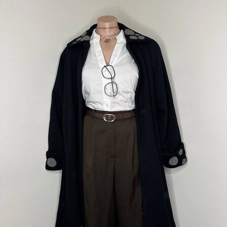 Vintage Black Gothic Work Overcoat Size Small - Image 4 of 4