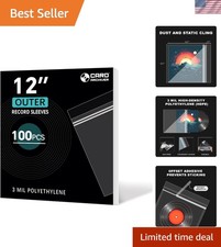 Durable 3 Mil Vinyl Record Sleeves - 100 Pack, Acid-Free  Gatefold Compatible