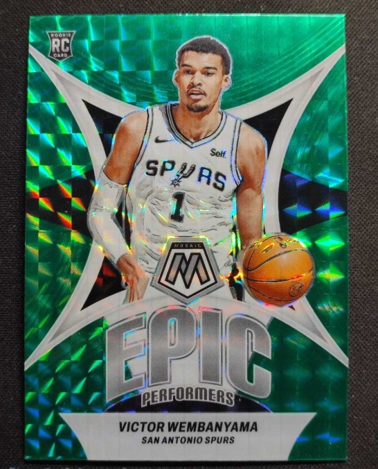 Victor Wembanyama 2023-24 Panini Mosaic Epic Performers Green Mosaic RC #12
