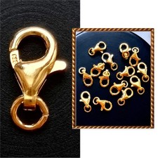 KARABINERVERSCHLUSS KARABINERHAKEN 9mm 925 SILBER-24K vergoldet mit offene Öse