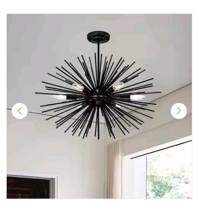 Modern Black Sputnik 6 Light Starburst/Firework Ceiling Light.