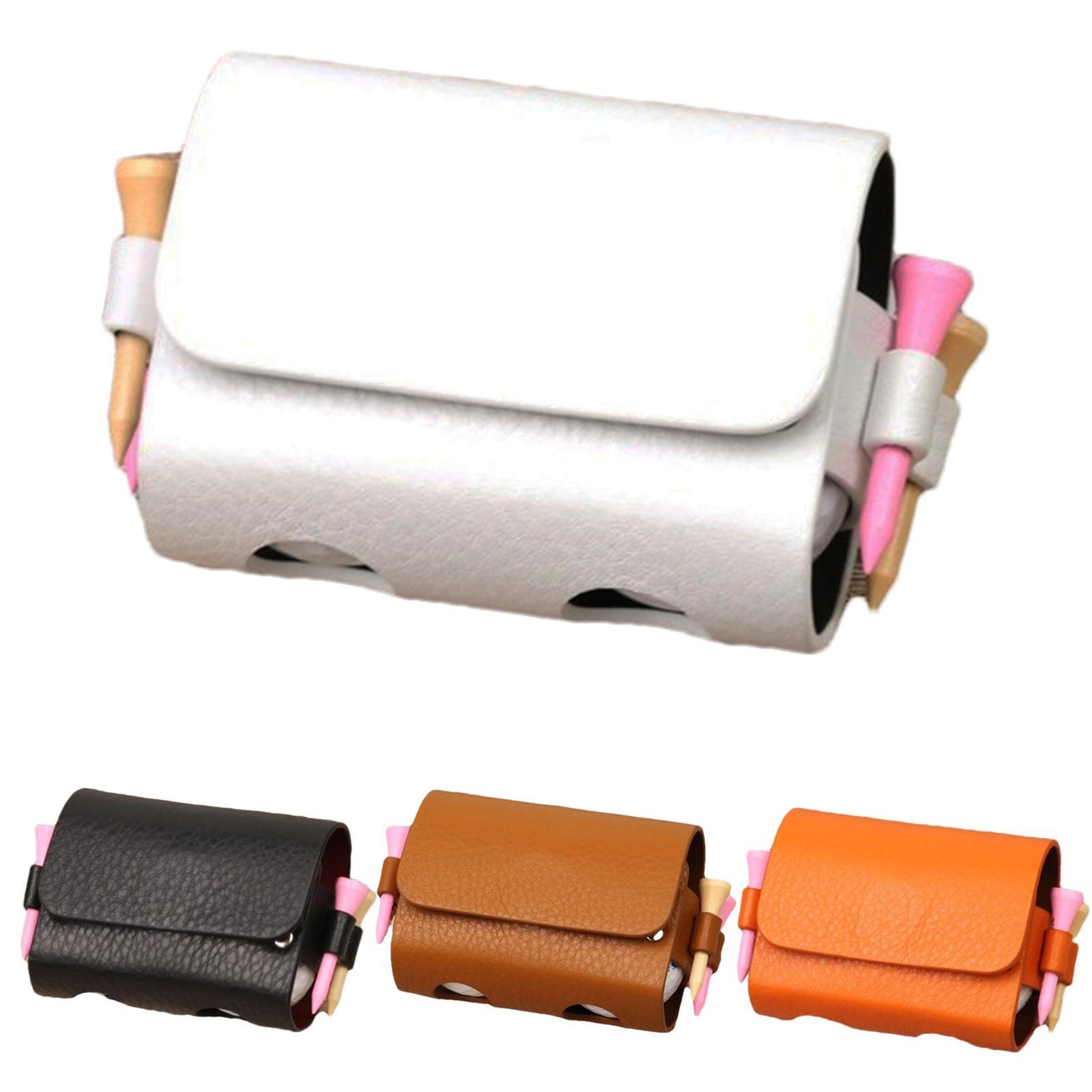 PU Leather Golf Ball Storage Golf Pouch Bag Golf Waist Holder Bag Golf Container